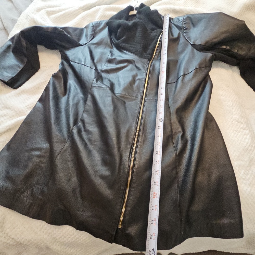 IMAN Moto Style Black Leather Jacket, Gold Accents, Pockets, XL-XXL Gothcore - Picture 11 of 12